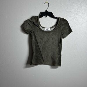 Hollister Women Green Suede Ribbed Crop Top size‎ Small